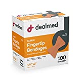 Dealmed Fabric Fingertip Flexible Adhesive Bandages – 100 Count (1 Pack) Bandages with Non-Stick Pad, Latex Free, Wound Care for First Aid Kit, 1 3/4" x 3"