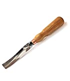 BeaverCraft Wood Carving Gouge Chisel 7L/22 Wood Carving Tools Bowl Carving Carbon Steel Blade Wood Handle Radial Gouge Hard and Soft Woods Long Bent Gouge G7L/22