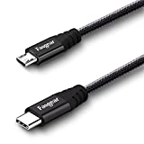 Fasgear USB C to Micro USB Cable 30cm Nylon Braided Type C to Micro USB Cord Compatible with Galaxy S7/S6, HTC One/10 and More (Black, 1ft)
