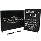 LotFancy Funeral Guest Book | Memorial Guest Book | in Loving Memory | 10.2” x 7.8”, 130 Pages Guest Sign in Book | Silver Embossed PU Leather Cover | Pen and Table Sign Included