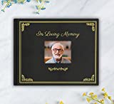 Funeral Guest Book with Picture Pocket, Celebration of Life Sign in Book, Gold Embossed Leather Hardcover, Signature and Memory Book with 124 Pages