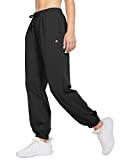 BALEAF Women's Sweatpants Cinch Bottom Joggers Thick Loose Fit Baggy Comfy Lounge Sweat Pants with Pockets Black M