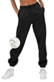 EFAN Black Sweatpants Womens Fleece Baggy Winter Clothes Sweat Pants Comfy Warm Cotton Joggers Pants with Pockets