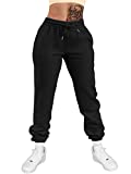 GOKATOSAU Women's Sexy Lounge Stretch Casual Jogger Drawstring Sweatpants with Pockets Black