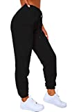 Waitfairy Womens Sweatpants High Waisted Drawstring Sweat Pants with Pocket Design XS Black