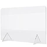 No Cutout 24"W x 16"H Sneeze Guard for Counter and Desk, Freestanding Clear Acrylic Shield, plexiglass Shield