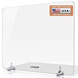GUARDMATE | Max Stability Suction Cup Sneeze Guard | 48"W x 24"H | Premium Plexiglass Shield Restaurant Divider | Acrylic Office Desk Divider Panel | Work Space Protection Portable Plastic Barrier