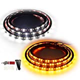 OPL5 2PCs Truck LED Running Board Lights Sequential Amber Led Side Marker Light 70 Inch Emergency Extended Crew Cab 216 LEDs Waterproof Flexible Turn Signal Light Bar for Pickup Trucks Car SUV (70in)