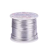 BENECREAT 12 17 18 Gauge Aluminum Wire (12 Gauge,100FT) Anodized Jewelry Craft Making Beading Floral Colored Aluminum Craft Wire - Silver