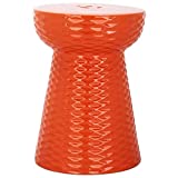 Safavieh Daphne Glazed Ceramic Decorative Garden Stool, Orange