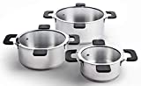 The Ozeri 6-Piece Stainless Steel Inductive Pot Set with Straining and Hands-Free Glass Lids