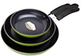 Ozeri Frying Pan 3-Piece Set (8", 10", 12")  100% PTFE PFC, APEO, GenX, NMP and NEP-Free German-Made Coating, Green