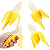 4 Pieces Stretchy Banana Fake Banana Soft Stress Relief Toys Rubber Stretchy Banana Fruit Stress Toy Party Favors for Kids Novelty Toy for Boys Girls Adults