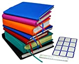 Stretchable Jumbo Book Covers 7 Pack Individual Colors Book Suits fits Hardcover Textbooks up to 9.5" X 14" Durable Washable Reusable Extras Labels and Ruler