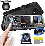 Pruveeo 12“ Triple Mirror Dash Cam, FHD 1080P Streaming Mirror Front Inside Rear with IR Night Vision(Sony Sensor ),GPS,Parking Monitor Assistance, G-Sensor,with 64GB Card