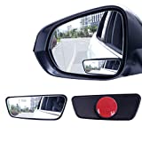 Livtee Framed Rectangular Blind Spot Mirror, HD Glass and ABS Housing Convex Wide Angle Rearview Mirror with Adjustable Stick for Universal Car (2 pcs)