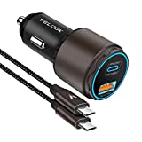 VELOGK Super Fast Type C Car Charger [73W Turbo], Metal Adaptive 55W 45W PPS/PD&QC3.0 USB C Car Adapter[Super Fast Charging 2.0]for Samsung S23 Ultra/S22+/S21/S20/Note 20/10 Plus,iPad Pro/Air,Macbook