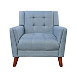 Christopher Knight Home Alisa Mid Century Modern Fabric Arm Chair, Blue and Walnut