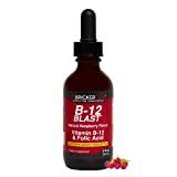 Bricker Labs B-12 Blast Liquid Vitamin B12 and Folic Acid Supplement, Support Energy Production, Great Tasting Liquid Vitamin B12 Dietary Supplement in Natural Raspberry Flavor, 2 fl oz Bottle