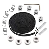 KeeYees 5M GT2 Timing Belt 6mm Width + 4pcs 20 Teeth 5mm Bore Belt Pulley Wheel + 4pcs Idler + 4pcs Tensioner Spring Torsion + 2pcs Gear Clamp Mount Block with Allen Wrench for 3D Printer RepRap