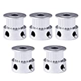 Saiper GT2 20 Teeth 5mm Bore Timing Pulley Aluminum Synchronous Wheel for 6mm Belt, Compatible with RepRap 3D Printer Prusa i3 (5pcs)