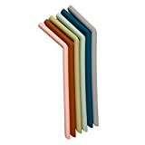 Simka Rose Reusable Silicone Straw - Thick and Flexible - Perfect for Smoothie or Coffee Tumbler - Multicolor - Set of 6 (Bent 10 Inch)