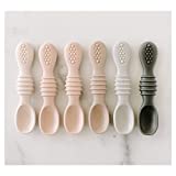 Simka Rose Silicone Baby Spoons Set of 6 - Baby Led Weaning - First Utensil - Neutral Colors