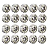 uxcell 605ZZ Deep Groove Ball Bearing Double Shield 605Z 80015, 5mm x 14mm x 5mm High Carbon Steel Z1 Bearings (Pack of 20)