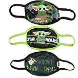 Disney Star Wars Baby Yoda Mandalorian Kids Ages 4-8 Cloth Face Masks Cotton Pack of 3 Washable Reusable Non-Medical