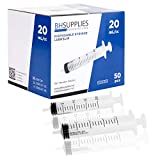 20ml Syringe Sterile with Luer Slip Tip - 50 Syringes by BH Supplies (No Needle) Individually Sealed