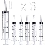 LEOVIO 6 Pack 20ml Large Syringe for Liquid Without Needle - Syringes are Ideal for Measuring, Lip Gloss, Liquid Refilling, Dispensing, DIY Crafts, Feeding Pets, Food, & Scientific Labs