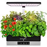 SereneLife Smart Starter Kit-Hydroponic Herb Garden Indoor Plant System w/Height Adjustable LED Grow Lights, 6 pods, 3 Modes-Home Kitchen, Bedroom, Office SLGLF130 (Black)