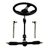 FLYPIG 300mm Steering Wheel 110cc Go Kart, PRO BAT, Go Kart Go Cart ATV UTV 110cc 125cc 140cc 150cc Steering Wheel Tie Rod Rack Adjustable Shaft Tie Rod Kits