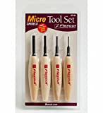 FLEXCUT Carving Tools, Chisel Micro Tool Set, High-Carbon Steel Blades, with Solid Ash Handle, Set of 4 (MT100)