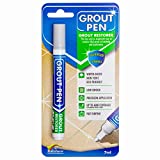 Grout Pen Light Grey Tile Paint Marker: Waterproof Grout Paint, Tile Grout Colorant and Sealer Pen - Light Grey, Narrow 5mm Tip (7mL)