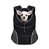 YUDODO Dog Carrier Backpack Pet Dog Carrier Front Pack Breathable Head Out Reflective Safe Doggie Carrier Backpack for Small Dogs Cats Rabbits(M(5-10lbs), Black)