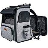 IDEE Expandable Pet Carrier Backpack,Dog Backpack Carrier,Cat Backpack Carrier Mesh Breathable with Transparent Window,for Small Dog,cat,Rabbit Hiking Biking Camping Travel and Outdoor Use,Up to 20lb