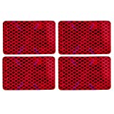 Amber/Red 2x3" Rectangle High Visibility Reflective Stick-On Prism Reflector | DOT-SAE | Strong Adhesive/Weatherproof | Trailer Camper RV Flatbed Fender Property Boat Marine (Red, Qty 4)