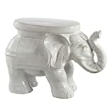Jonathan Y TBL1007A Elephant 14.2" Ceramic Garden Stool, Antique White