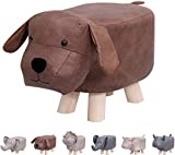 Animal Footstools, Ottomans Padded Cushion Footstool Pouffe Stool Rest Seat Sofa Chair Kids Learning Stool Elephant Bench Shoes Children Cartoon Stool Solid Wood Stool (Dog)