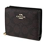 Coach Signature Snap Wallet in Coated Canvas Brown Black