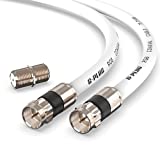 6FT G-PLUG RG6 Coaxial Cable Connectors Set – High-Speed Internet, Broadband and Digital TV Aerial, Satellite Cable Extension – Weather-Sealed Double Rubber O-Ring and Compression Connectors White