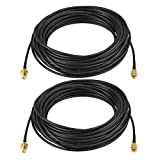 Bingfu WiFi Antenna Extension Cable 2-Pack RP-SMA Male to RP-SMA Female Bulkhead Mount RG174 Cable 30 feet for WiFi Router Security IP Camera Wireless Network Card Adapter