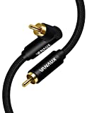 VANAUX 90 Degree RCA Cable Subwoofer Cable Male to Male Digital Coaxial Audio Cable for Home Theater, Sound Bar, TV, PS4, Xbox,and More,Black (3.3ft/1m)