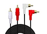 2RCA Cable,3ft Gold Plated 90 Degree Right Angle 2-Male to 2-Male RCA Audio Cable (3FT)