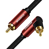 SOUNDFAM 90 Degree RCA Subwoofer Cable - [New Wine Red 3.3ft/1m] SPDIF Digital Coaxial Audio Cable RCA Male to Male Audio Video Cord for Subwoofer, HDTV, Amplifier, Sound Bars, Speaker