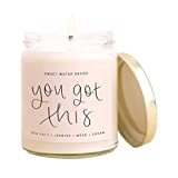 Sweet Water Decor You Got This Candle | Sea Salt, Jasmine, Wood, Cream Scented Soy Candles for Home | 9oz Clear Glass Jar, 40 Hour Burn Time, Made in the USA