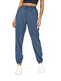 ZESICA Women's Comfy High Waist Relaxed Fit Athletic Jogger Trackpant Sweatpant with Pocket Blue