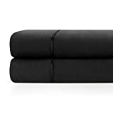 Zen Home Luxury Flat Sheet (2-Pack) - 1500 Series Luxury Brushed Microfiber w/ Bamboo Blend Treatment - Eco-friendly, Hypoallergenic and Wrinkle Resistant - Twin - Black