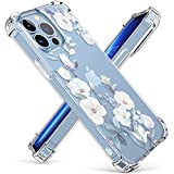 GVIEWIN Case Compatible with iPhone 13 Pro Max 6.7 Inch 2021, Clear Floral Soft & Flexible TPU Shockproof Protective Cover for Women Girls, Flower Pattern Design Phone Case (Hibiscus)